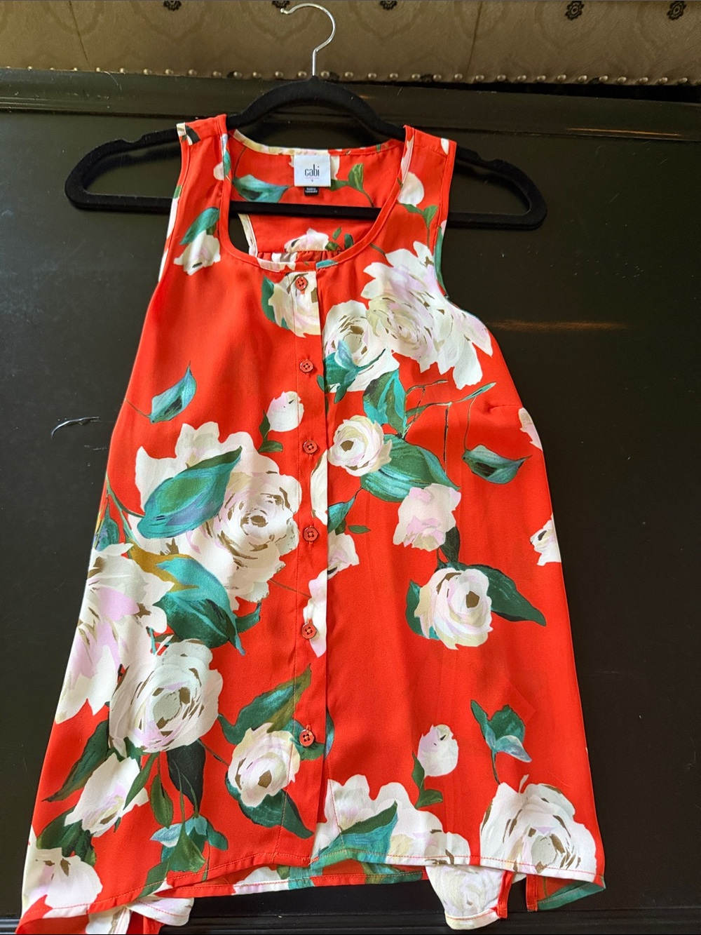 CAbi Red Floral Button-Front blousestyle 6101 - Picture 1 of 5